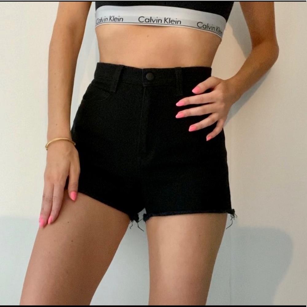 American Apparel Black Denim Shorts High Waisted